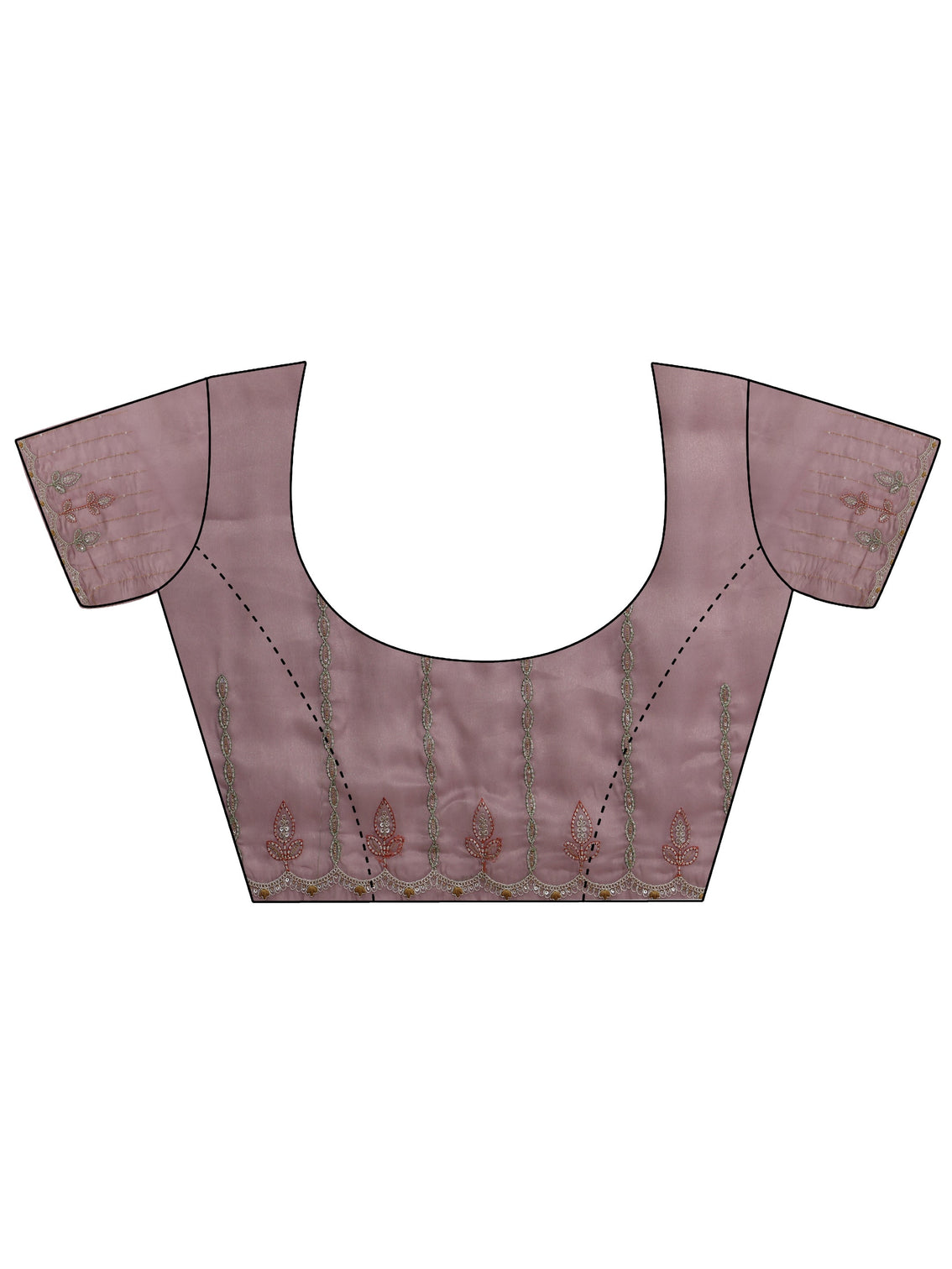 Mameraa Mauve Leafy Embroidered Tissue Saree