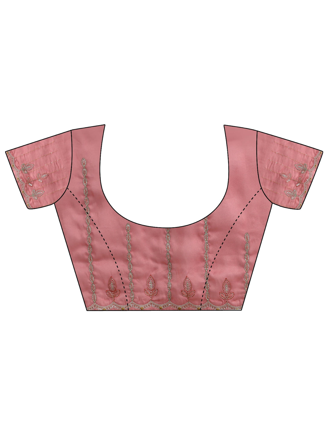 Mameraa Bubblegum Pink  Leafy Embroidered Tissue Saree