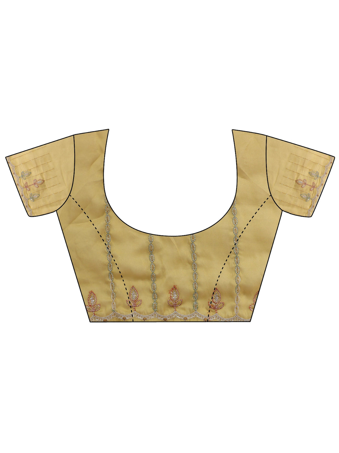 Mameraa Sunshine Yellow Leafy Embroidered Tissue Saree
