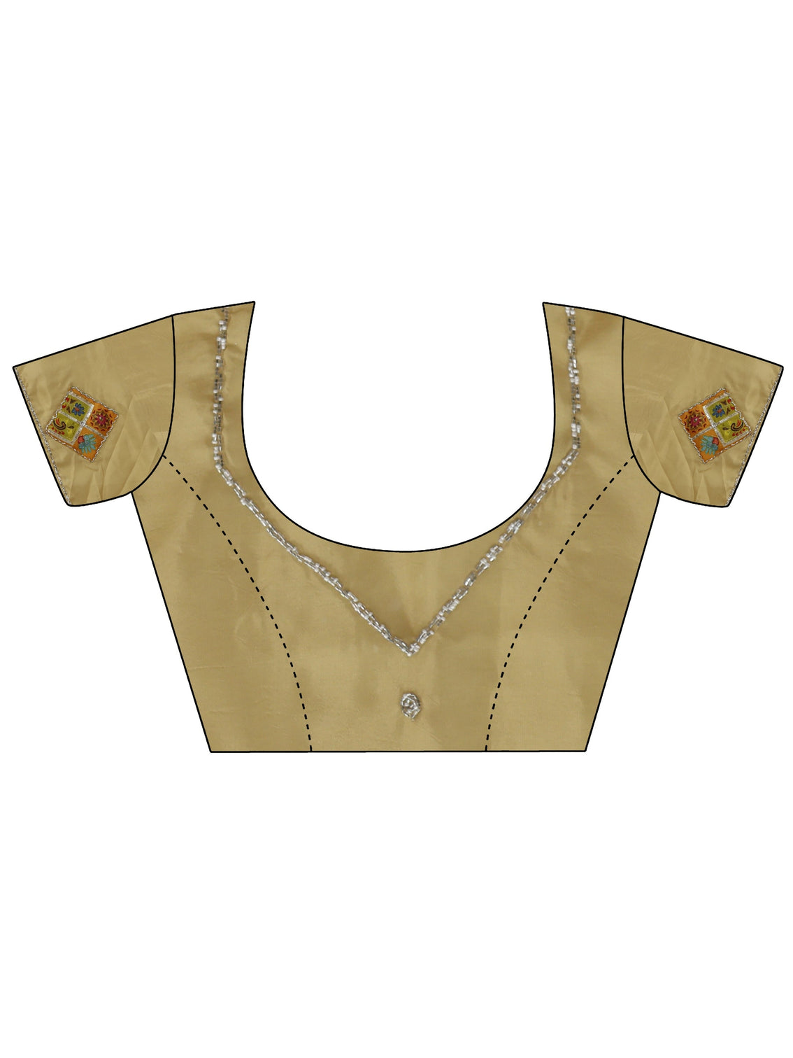 Mameraa Antique Yellow Satin Saree with Applique Design