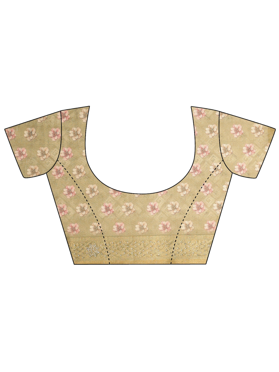 Mameraa Dusty Olive Green Floral Printed Silk Blend Saree