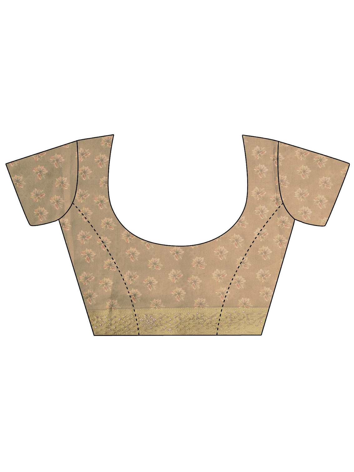 Mameraa Dusty Olive Green Floral Printed Silk Blend Saree