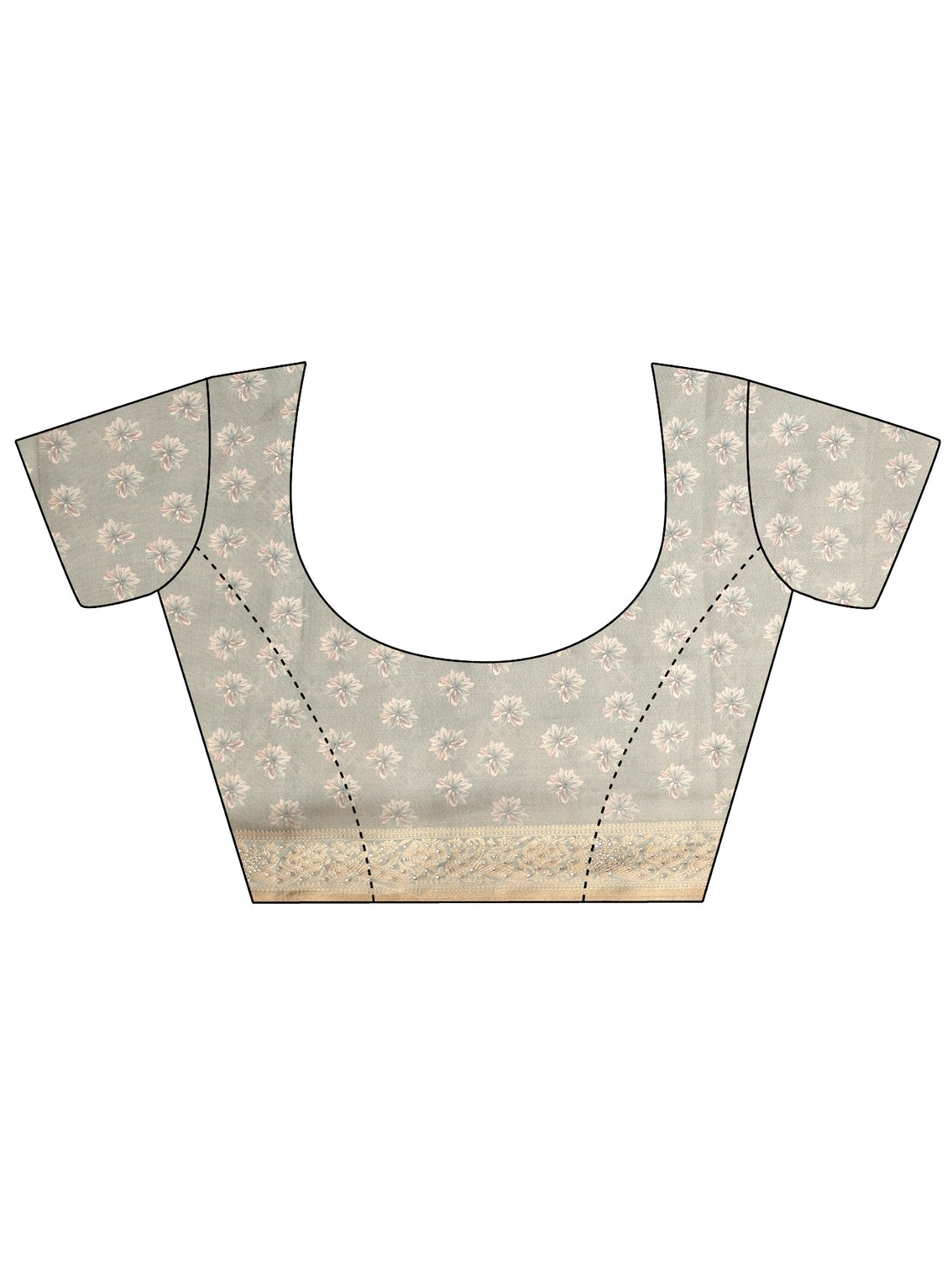 Mameraa Dusty Aqua Blue Floral Printed Silk Blend Saree