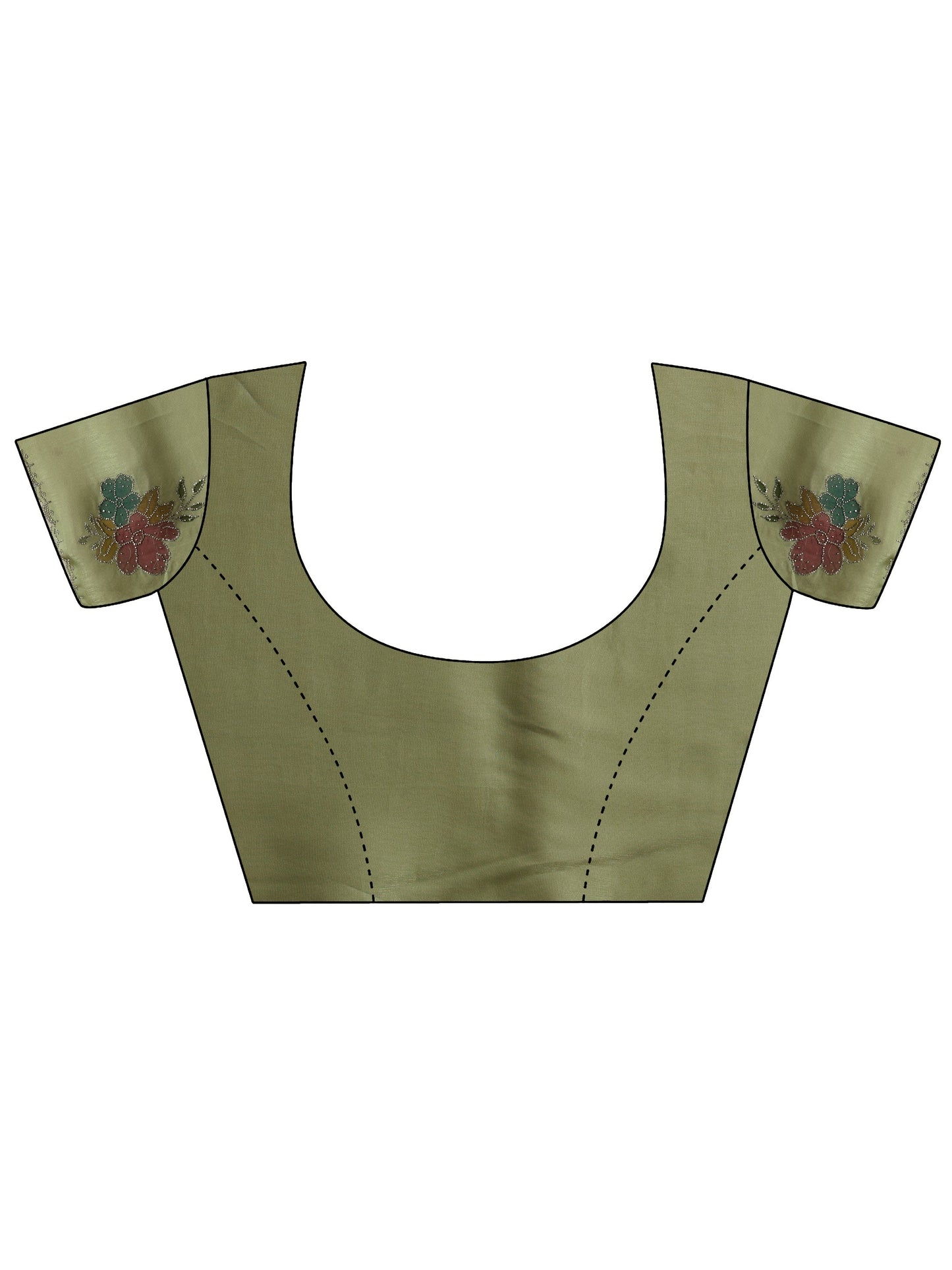 Libas Pista Green Floral Embellished Tissue Saree