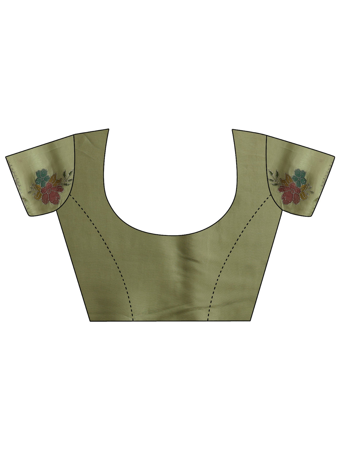 Mameraa Pista Green Floral Embellished Tissue Saree