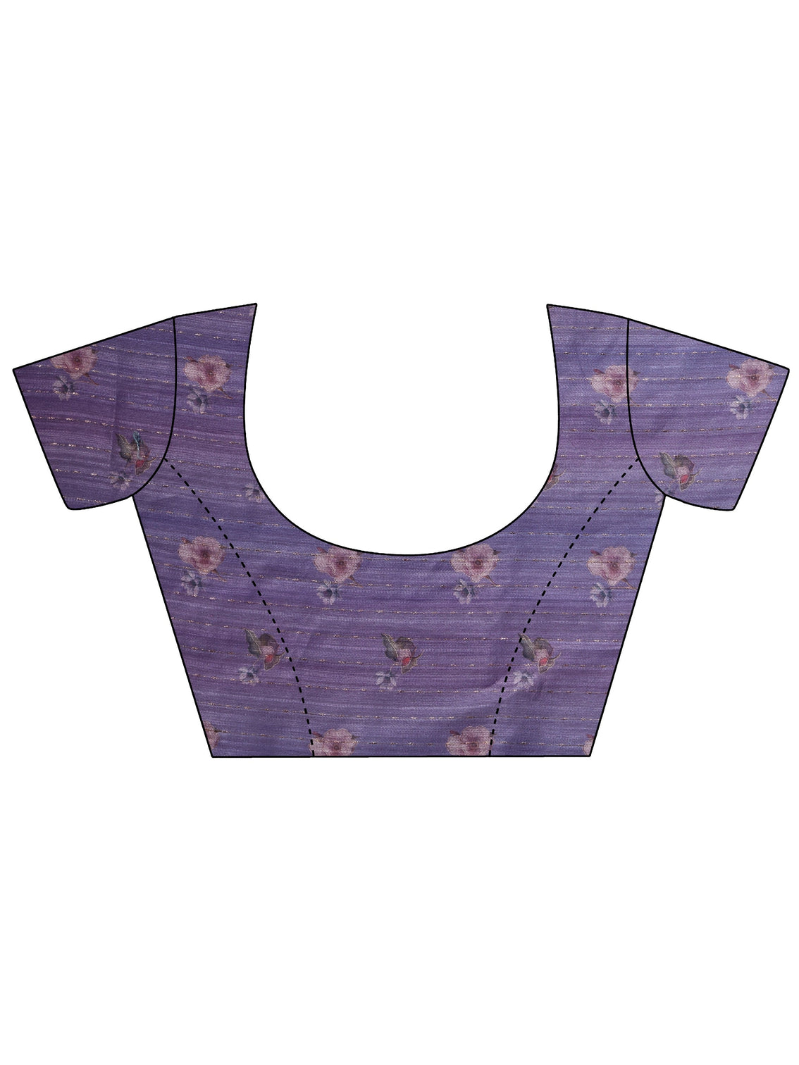 Mameraa Lavender Floral Print Silk Blend Saree