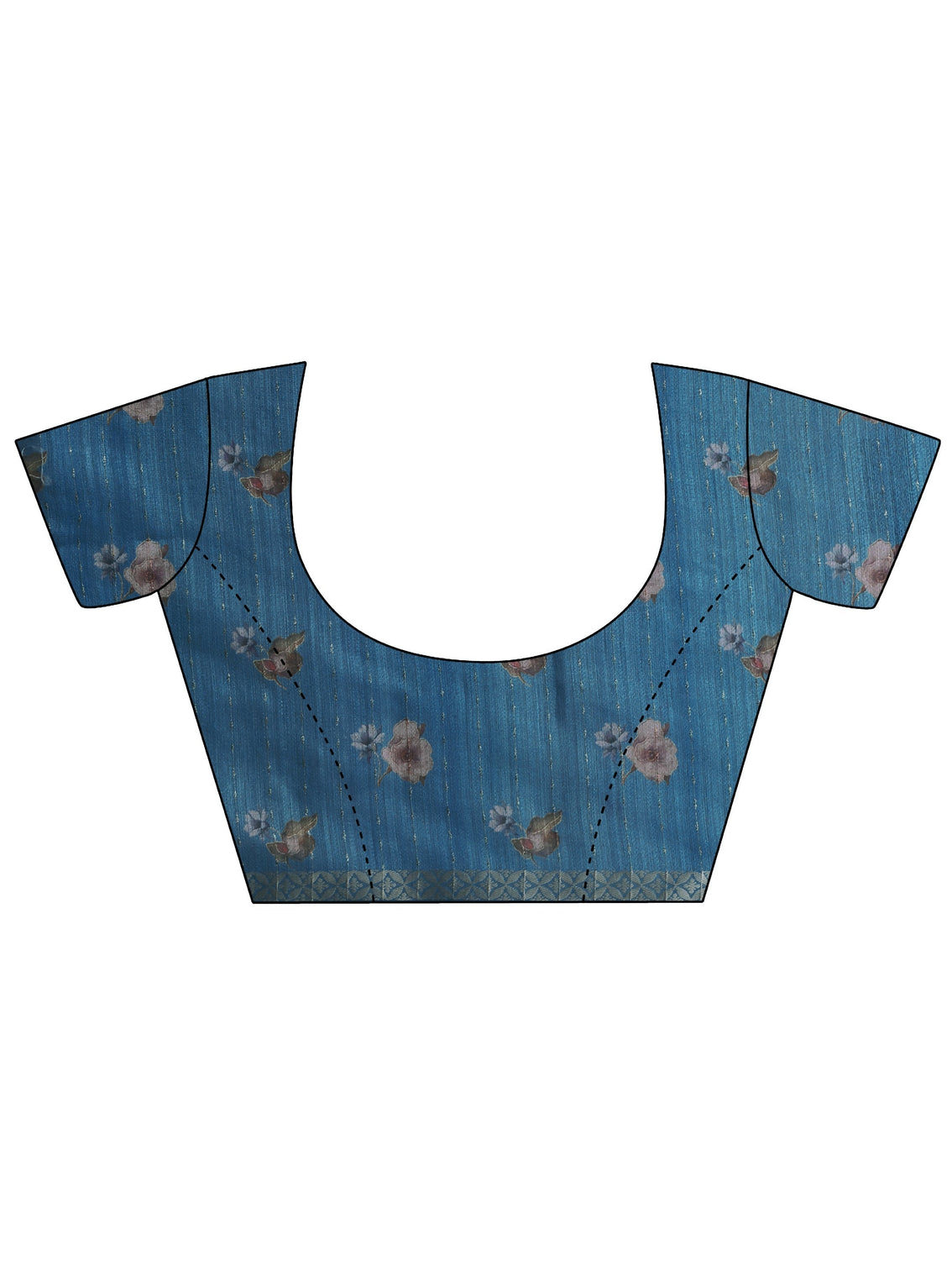 Mameraa Aqua Blue Floral Print Silk Blend Saree