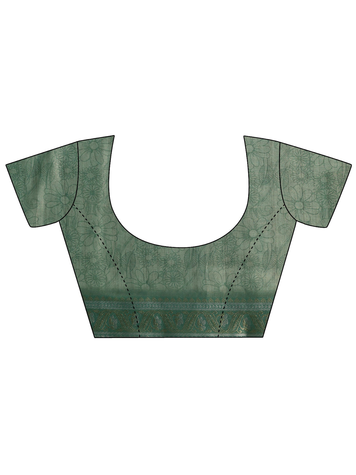 Mameraa Mist Green Floral Printed Silk Blend Saree