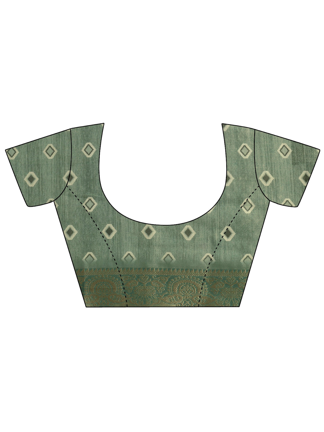 Mameraa Sage Green Pichwai Tree Print Silk Blend Saree