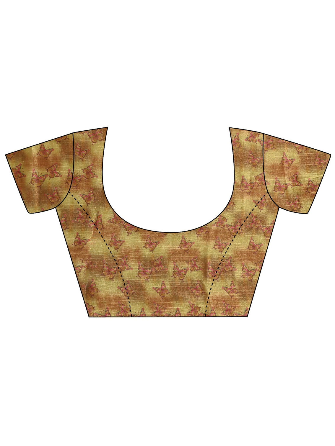 Mameraa Mustard Butterfly Print Chiffon Saree