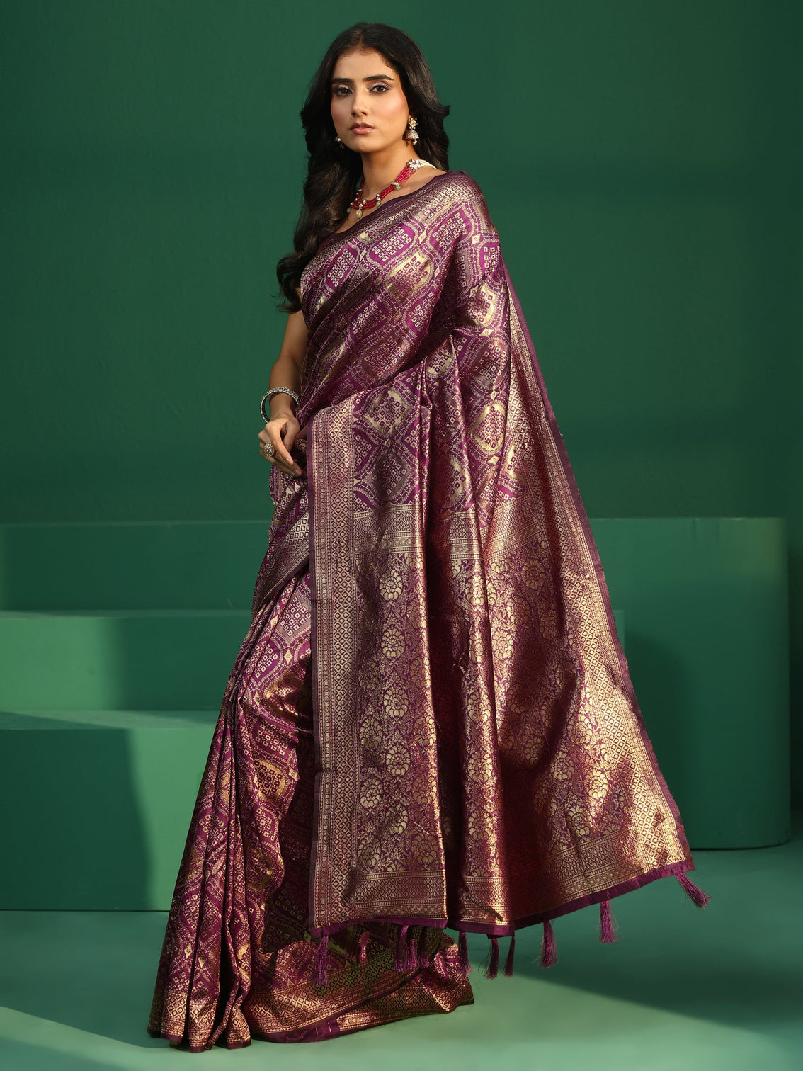 Mameraa Magenta Pink Brocade Saree