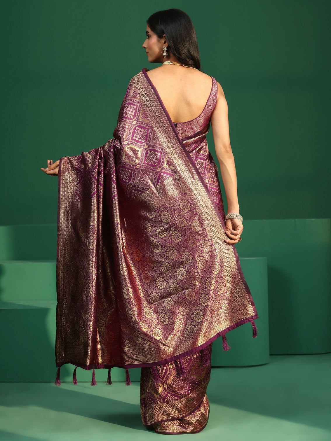 Mameraa Magenta Pink Brocade Saree