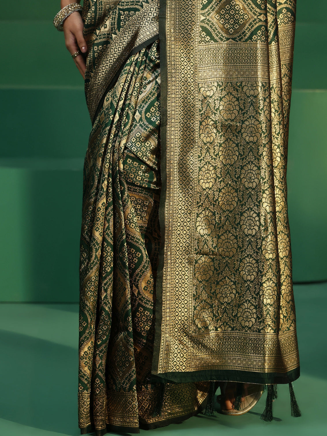 Mameraa Jungle Green Brocade Saree