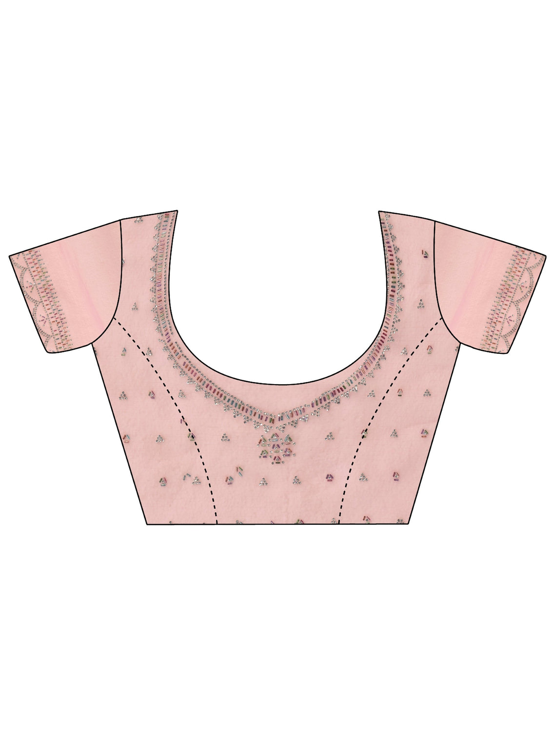 Mameraa Baby Pink Embellished Chiffon Saree with Scalloped Border