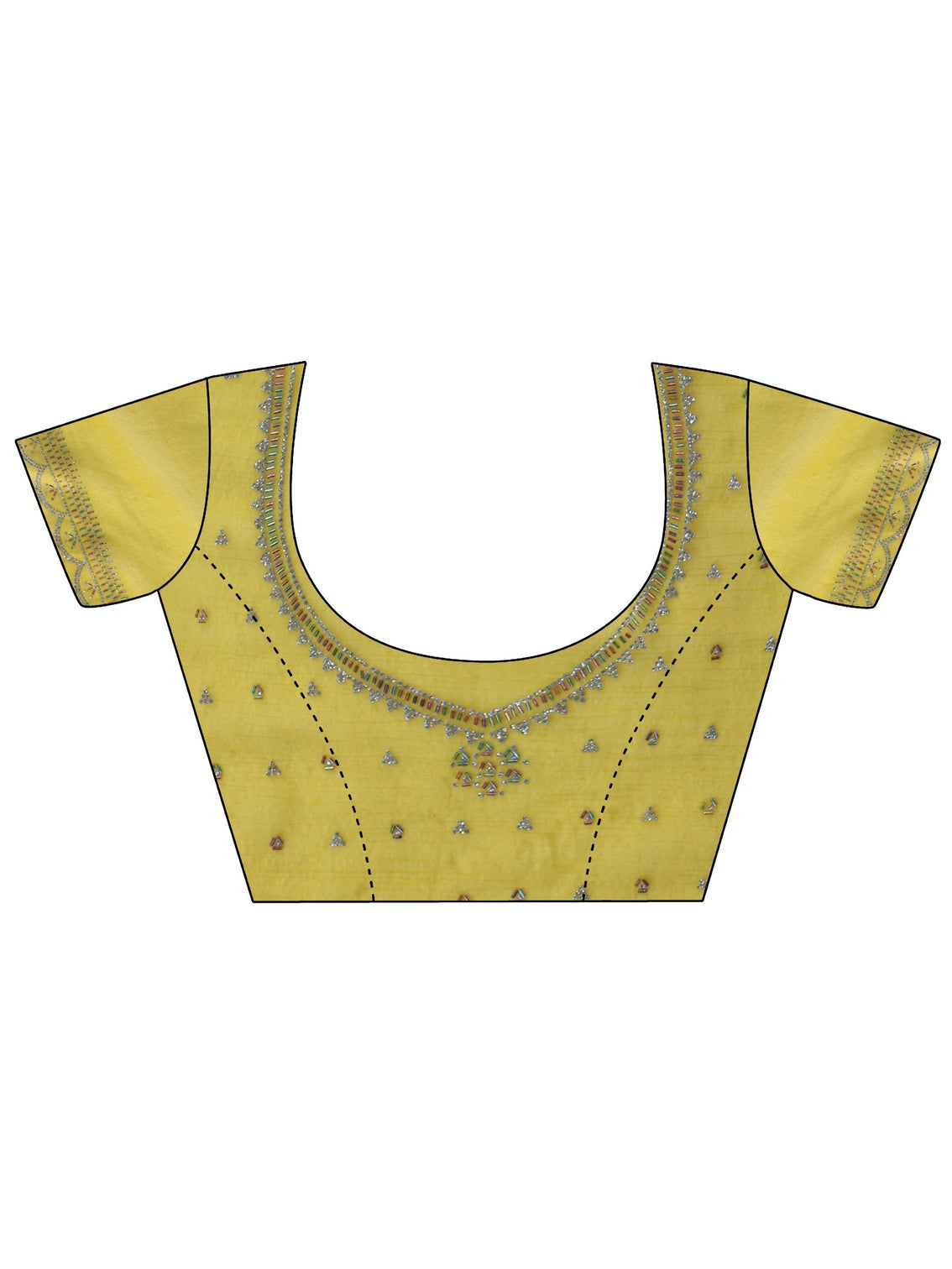 Mameraa Mustard Embellished Chiffon Saree with Scalloped Border