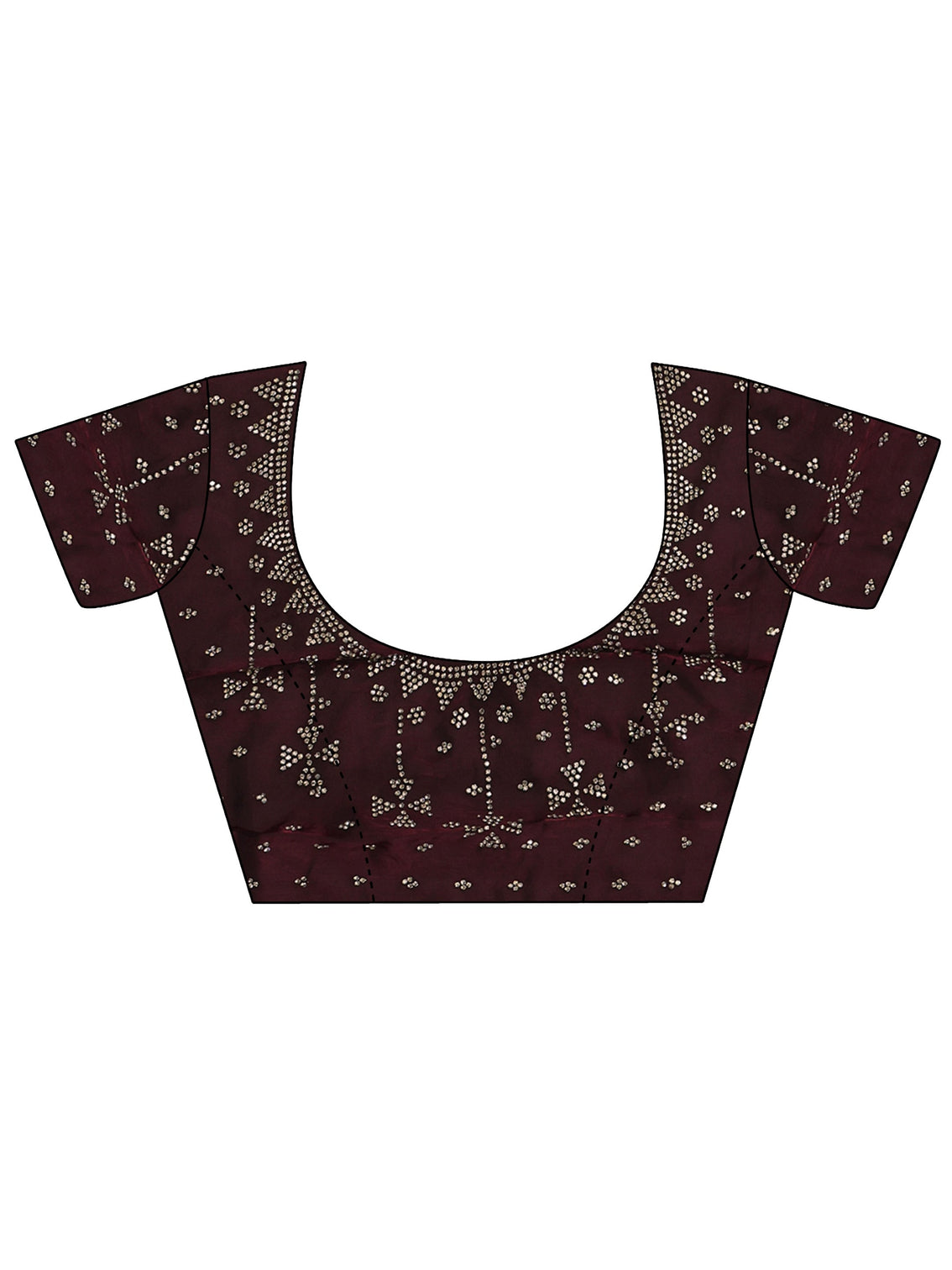 Mameraa Maroon Floral Embellished Tissue Saree with Scalloped Border