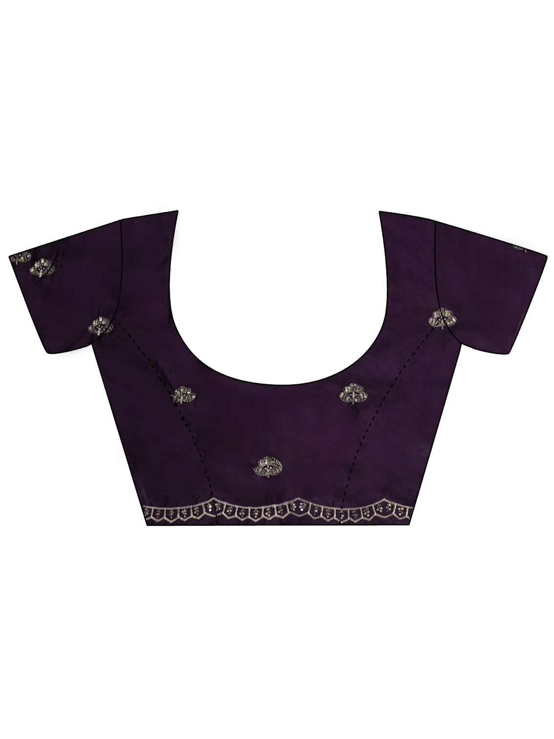 Mameraa Imperial Purple Sequin Embellished Leafy Pattern Satin Saree