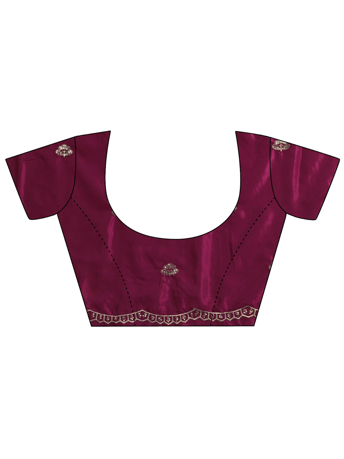 Mameraa Magenta Pink Sequin Embellished Leafy Pattern Satin Saree