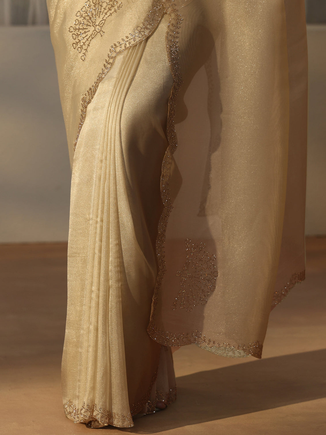 Mameraa Green Peacock Embellished Saree