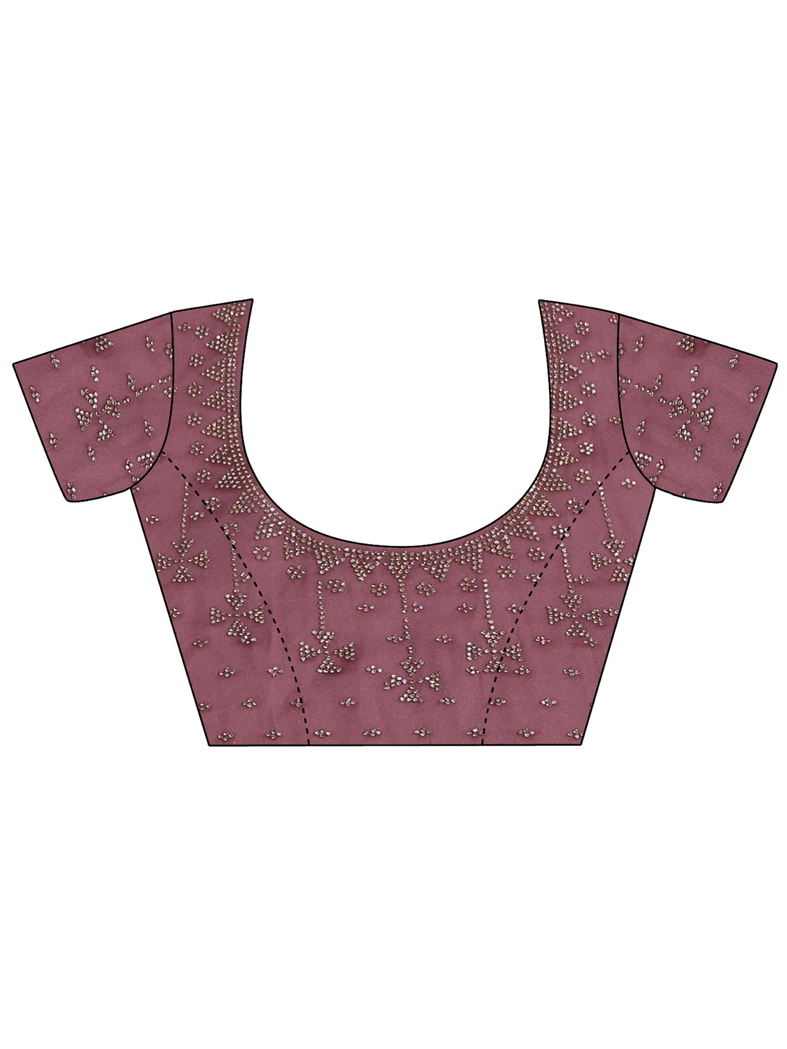 Mameraa Dusty Pink Embellished Organza Saree with Scalloped Border