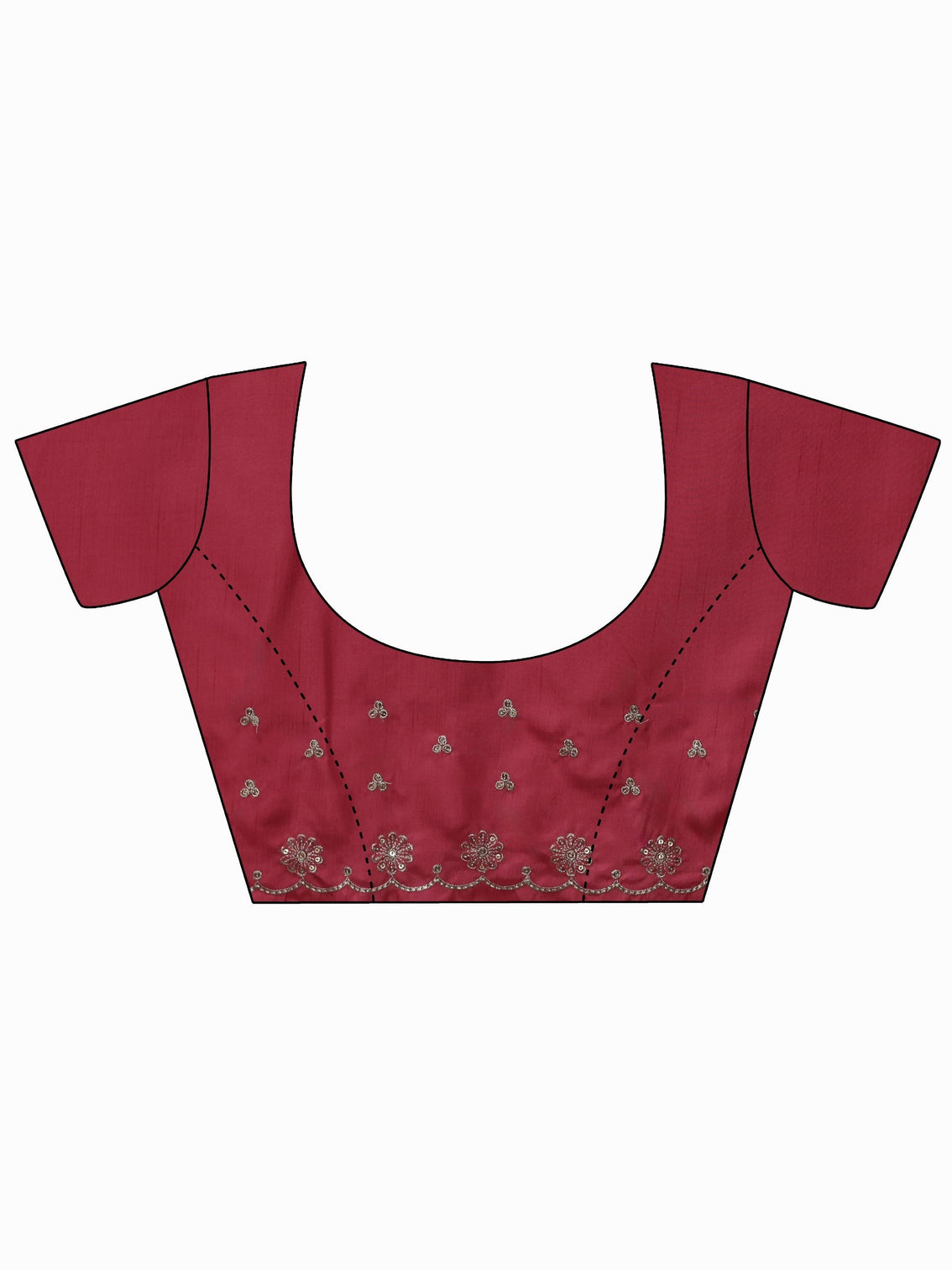 Mameraa Maroon Floral Embroidered Tissue Saree