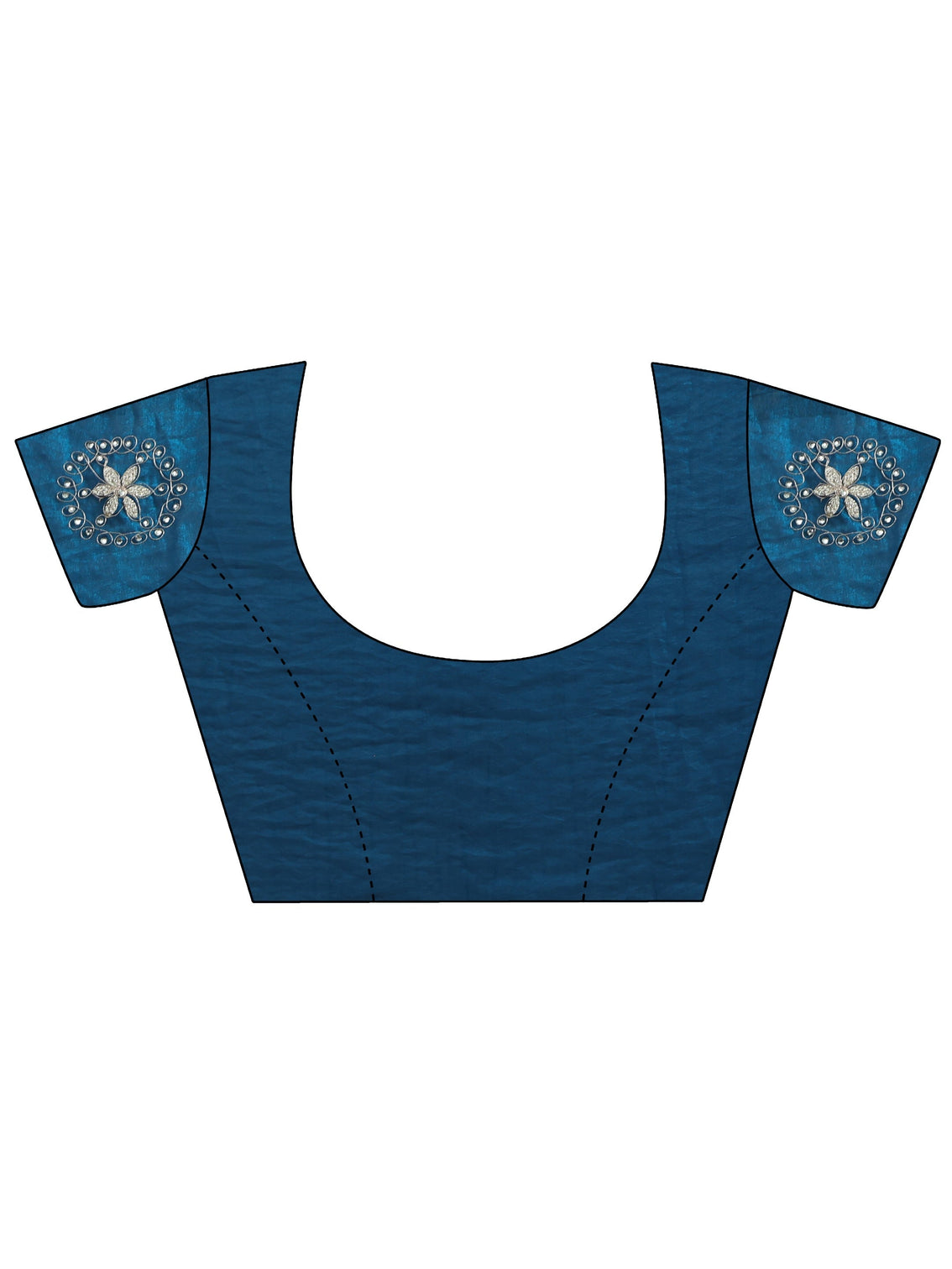 Mameraa Navy Blue Tissue Saree with Applique Design