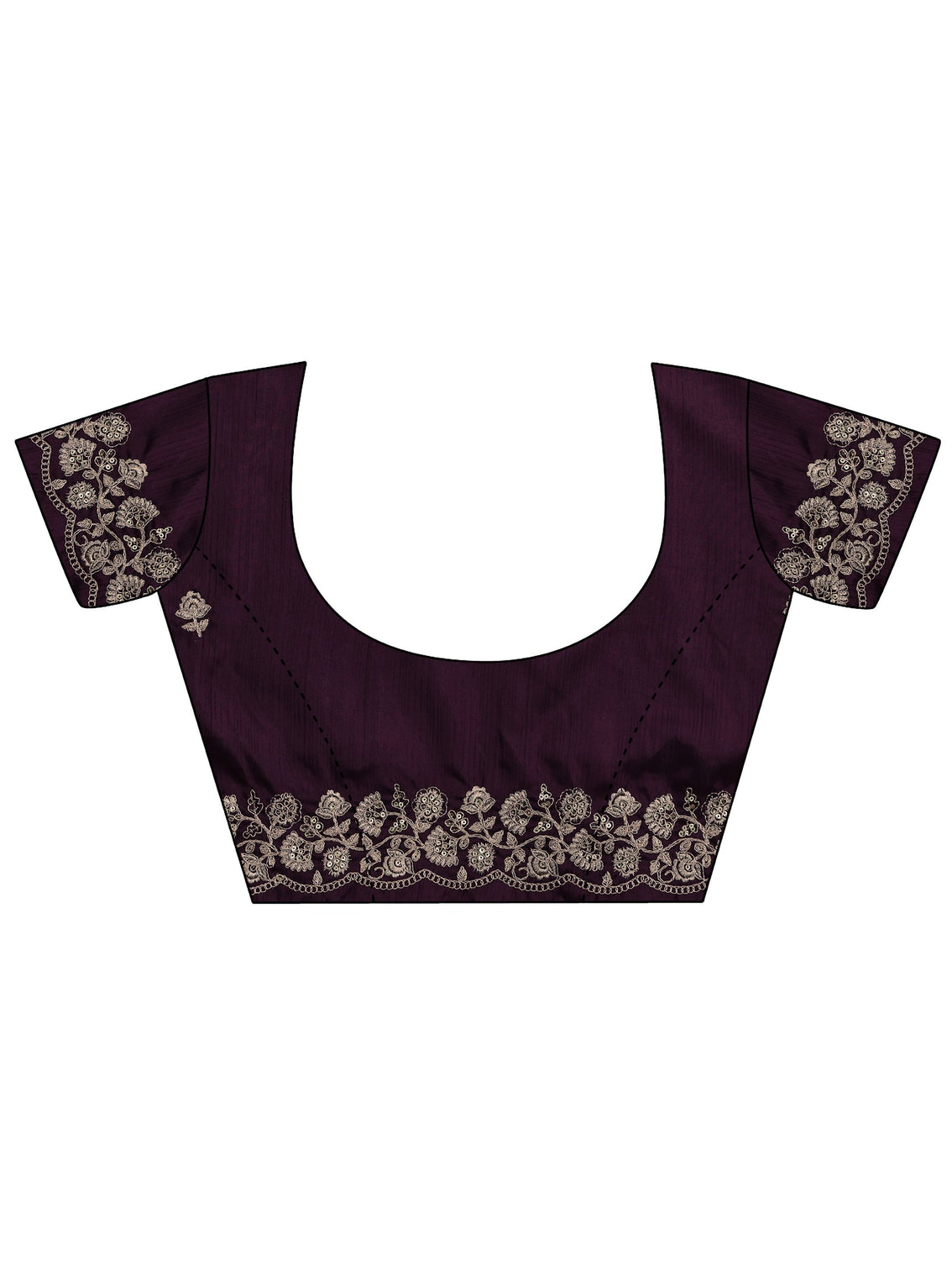 Mameraa Mauve Floral Embroidered Satin Saree