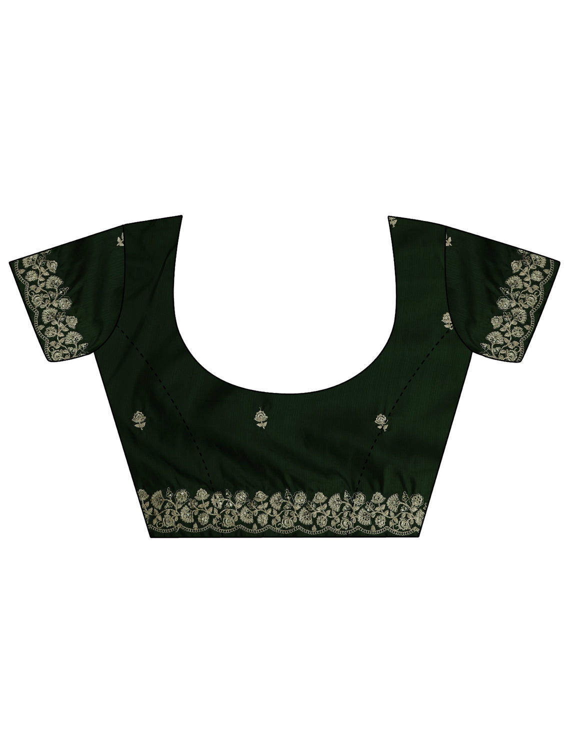 Mameraa Green Floral Embroidered Satin Saree