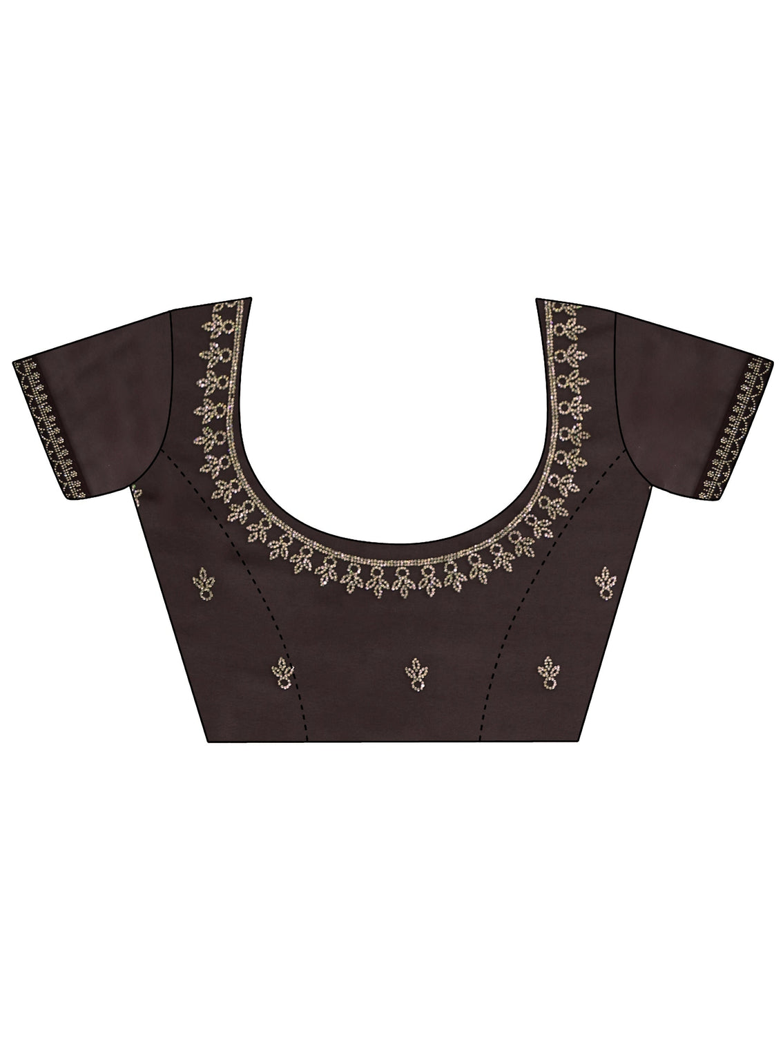 Mameraa Dark Brown Floral Embellished Georgette Saree