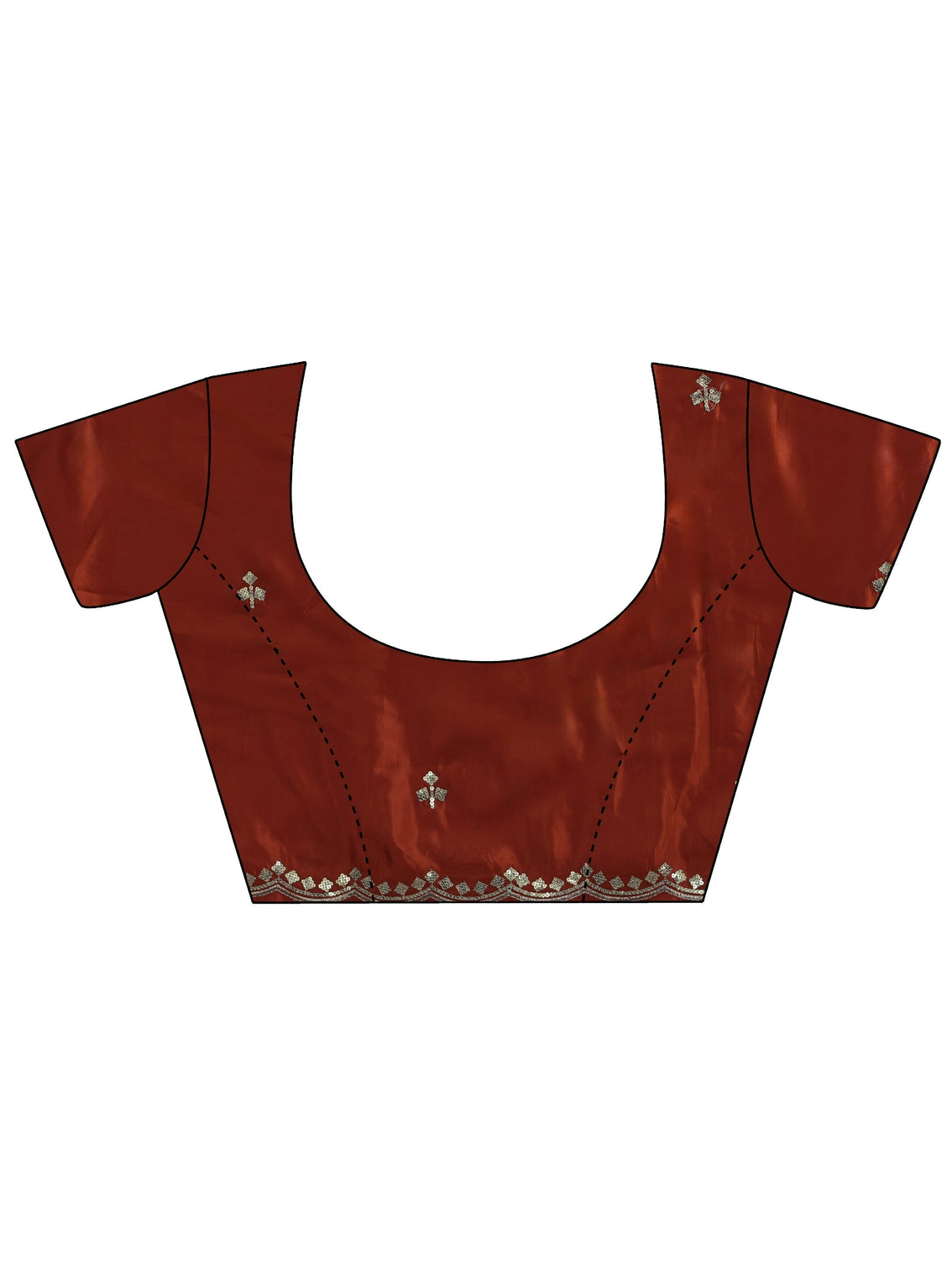Mameraa Burnt Orange Floral Embellished Satin Saree