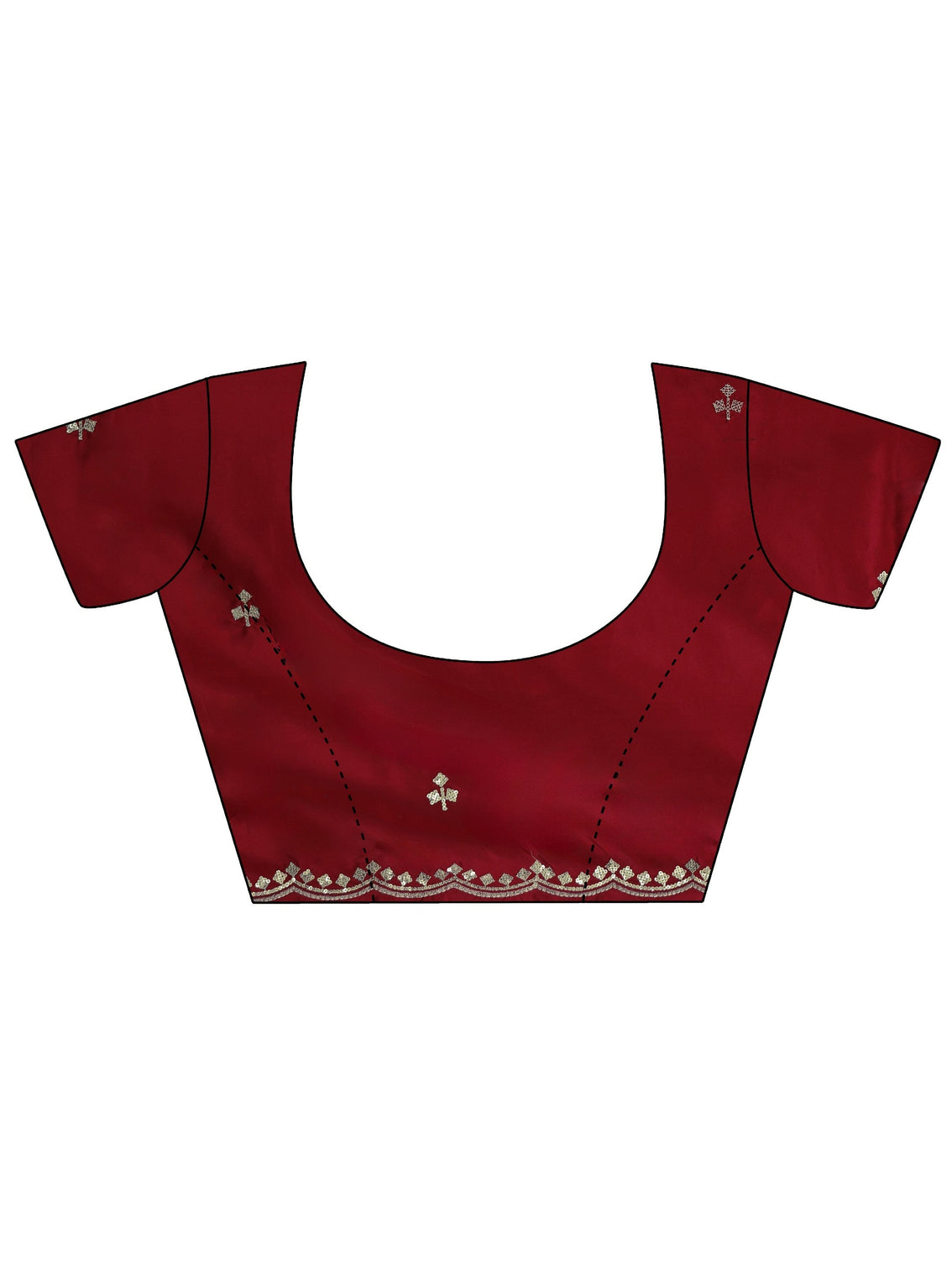 Mameraa Crimson Red Floral Embellished Satin Saree