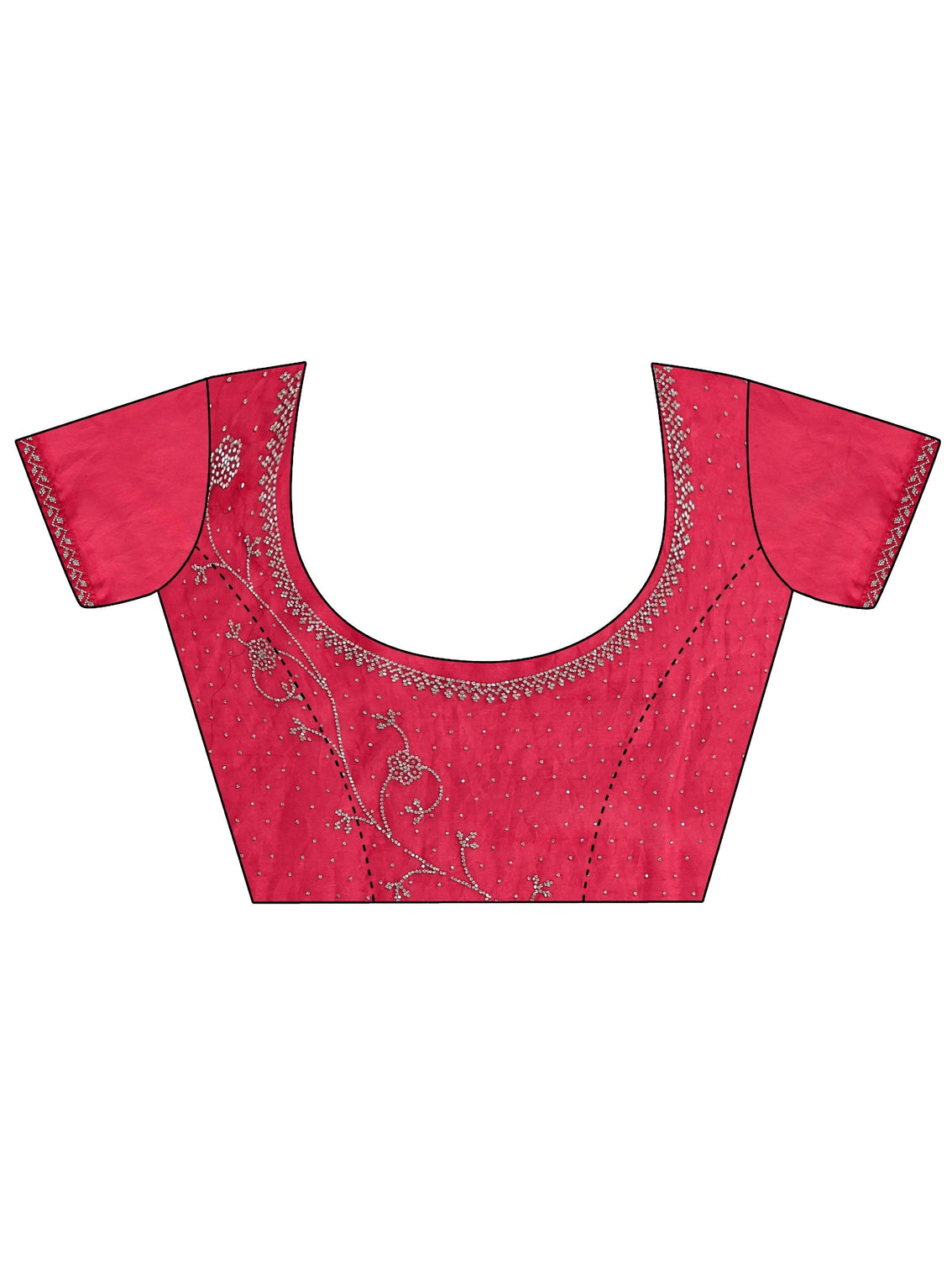 Mameraa Rani Pink Mirror Work Tissue Saree with Embellished Border