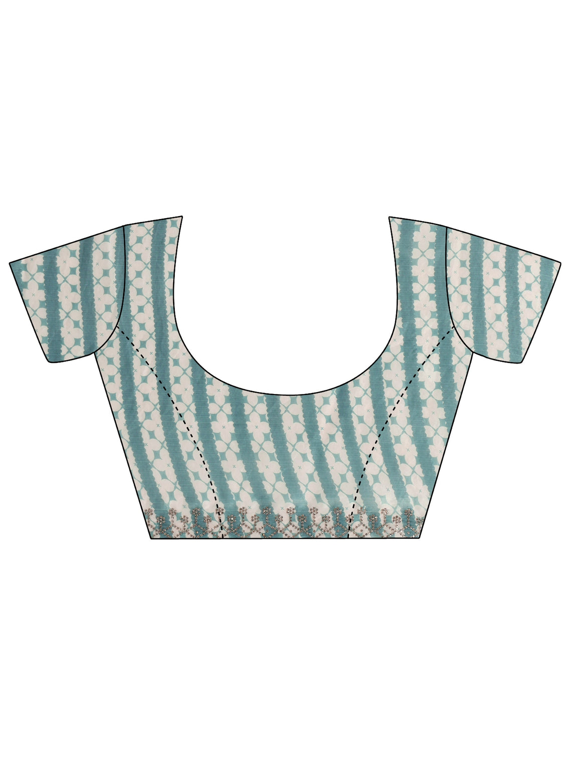Mameraa Teal Blue Geometric Embellished Tissue Saree
