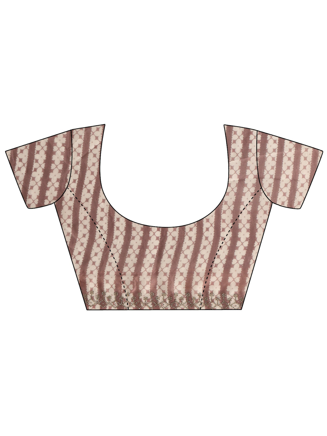 Mameraa Brown Geometric Embellished Tissue Saree
