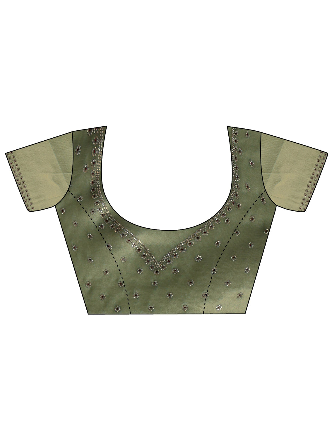 Mameraa Olive Green Embellished Organza Saree