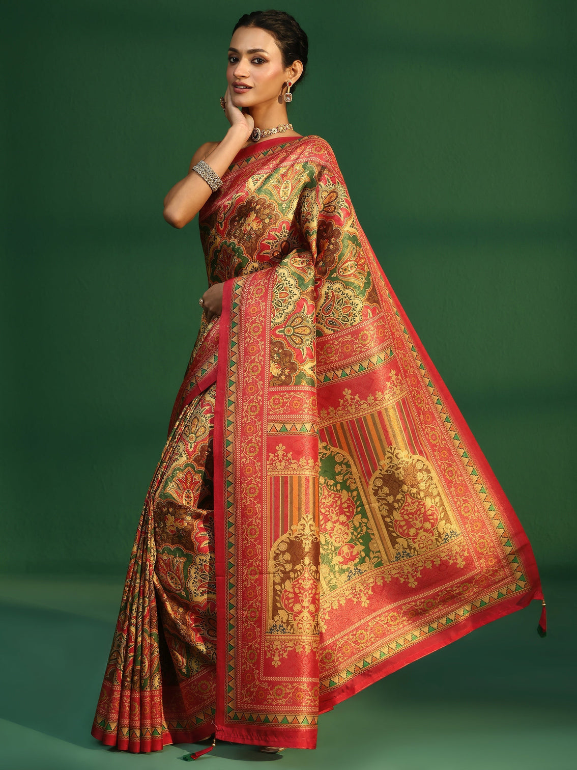 Mameraa Multicolour Woven Design Silk Blend Saree