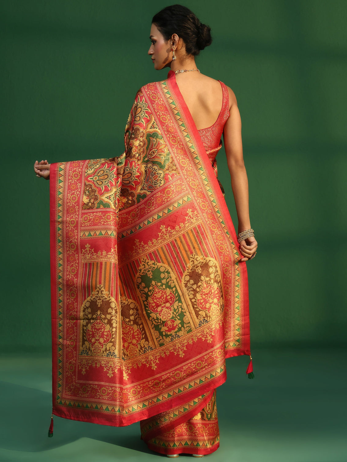 Mameraa Multicolour Woven Design Silk Blend Saree
