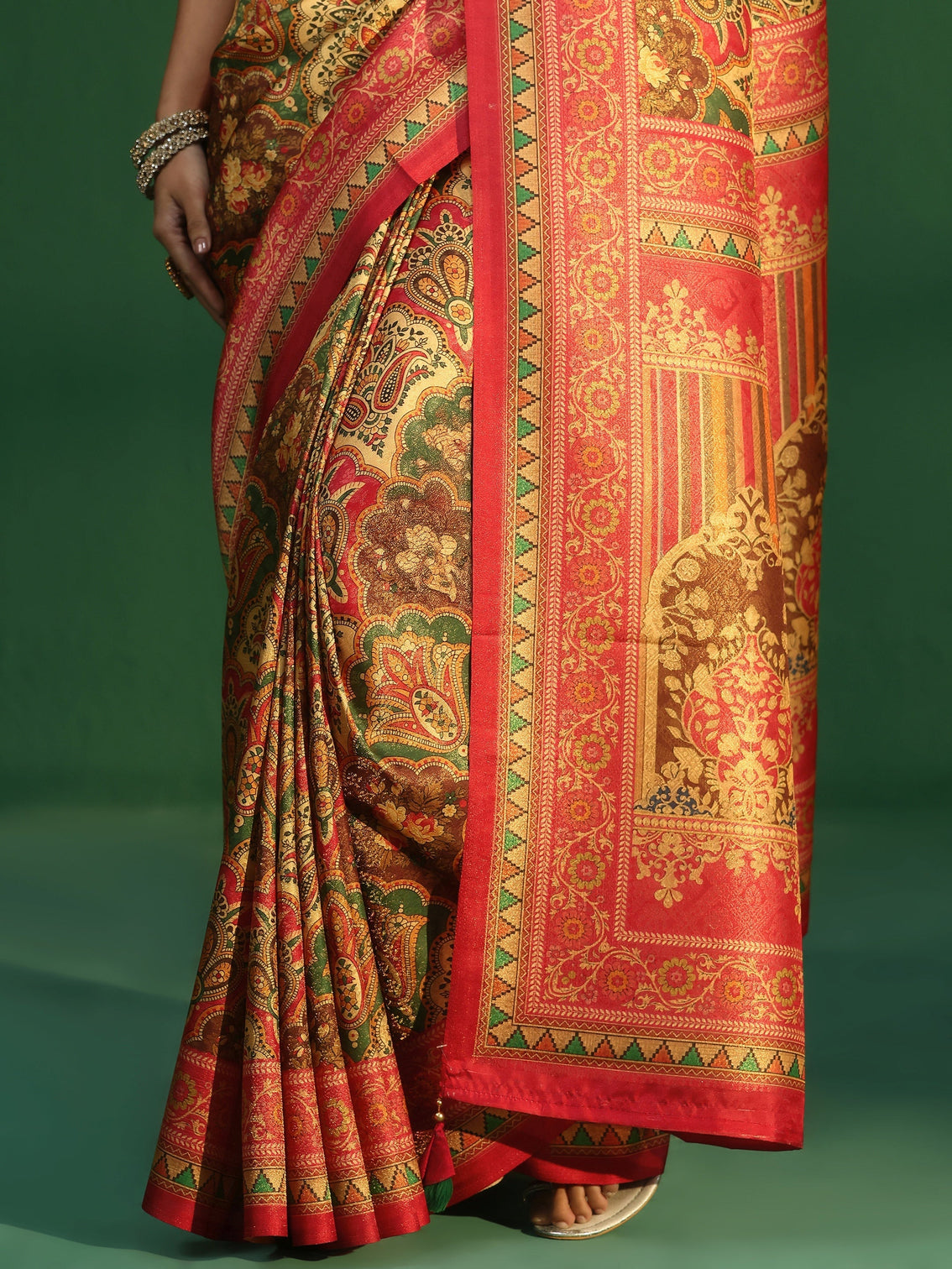 Mameraa Multicolour Woven Design Silk Blend Saree