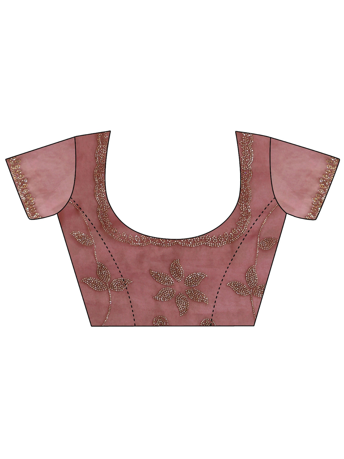 Mameraa Art Dusty Rose Pink Floral Embellished Tissue Saree