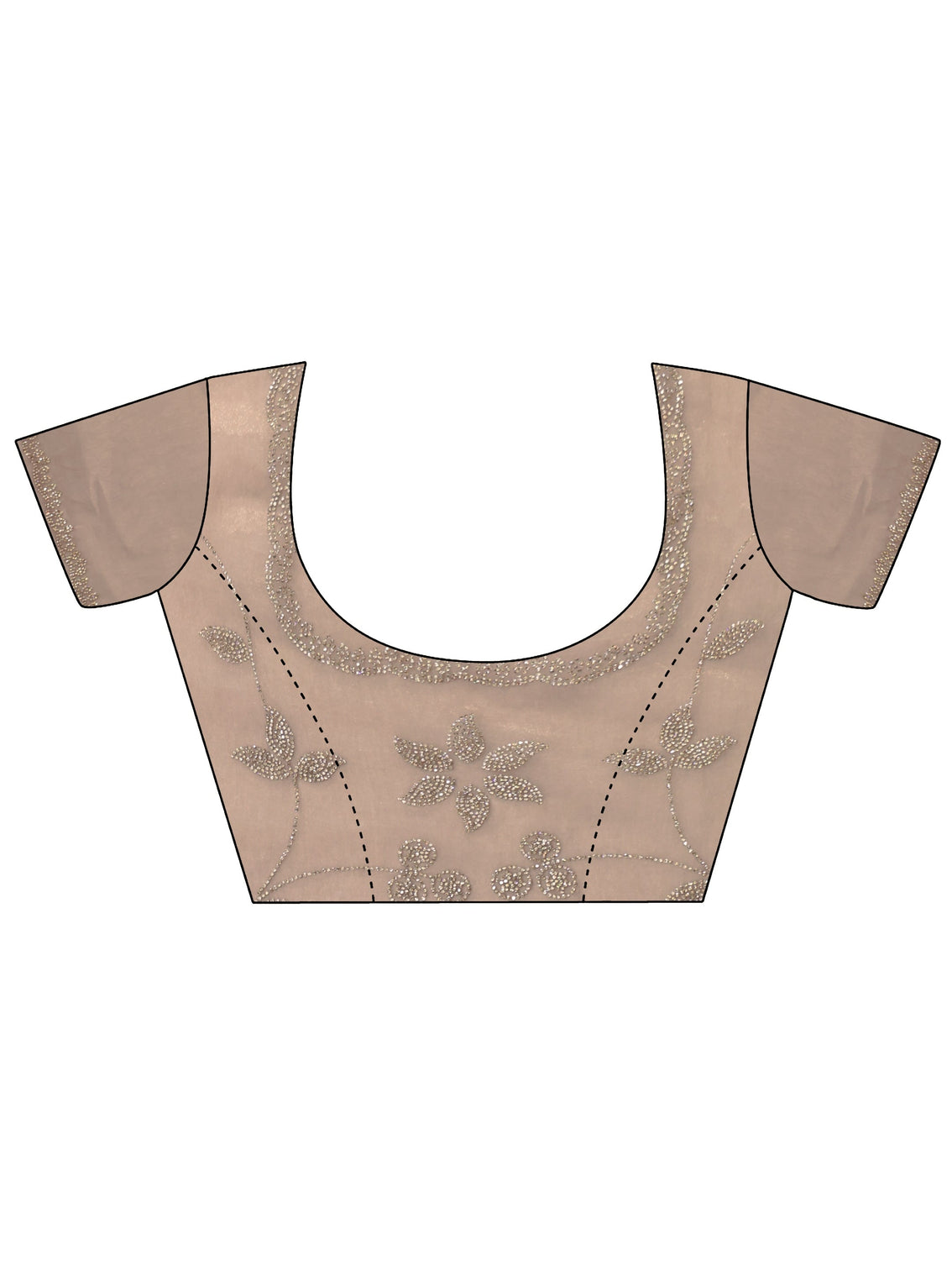 Mameraa Art Taupe Brown Floral Embellished Tissue Saree