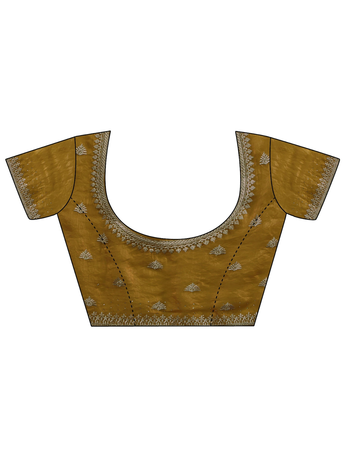 Mameraa Honey Yellow Tissue Saree with Embellished Border