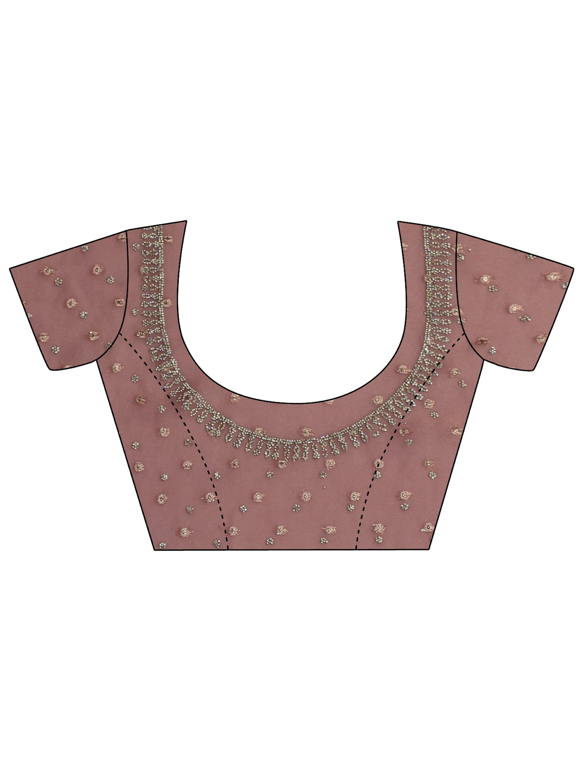 Mameraa Dusty Pink Embellished Tissue Saree with Scalloped Border