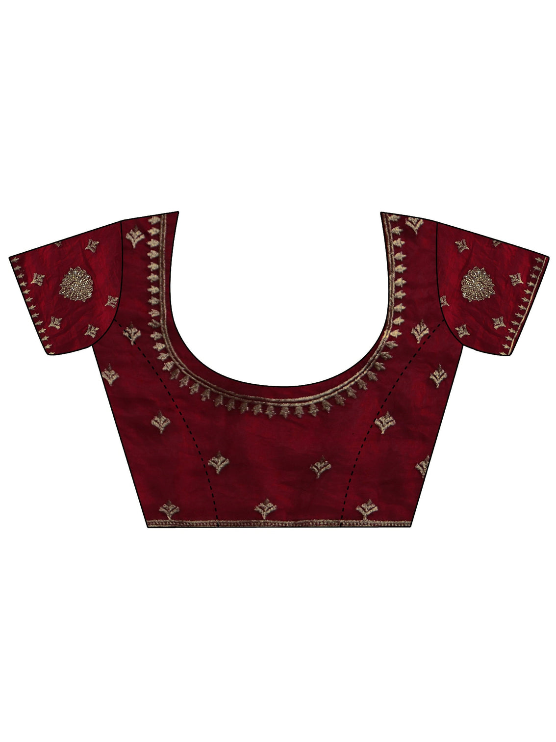 Mameraa Crimson Red Embroidered Tissue Saree