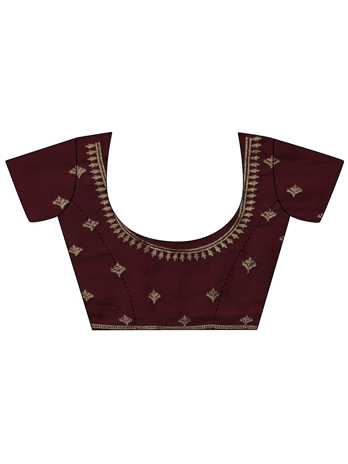 Mameraa Burgundy Floral Embellished Tissue Saree