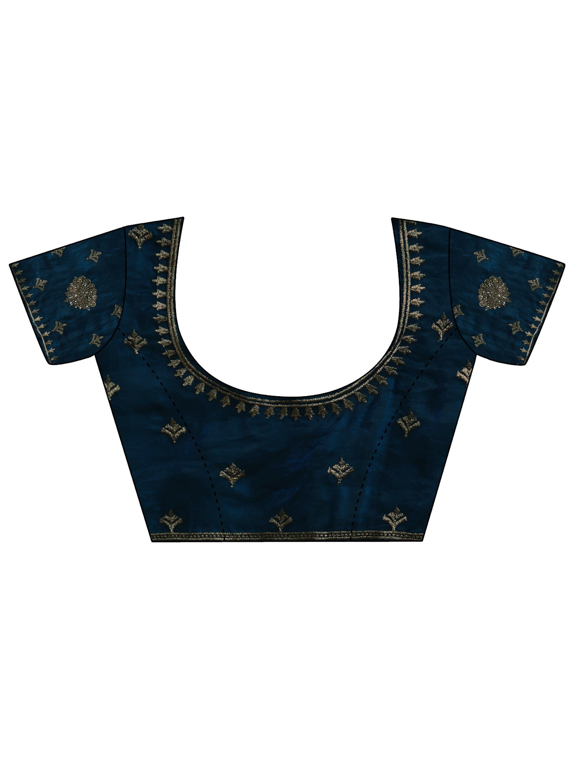Mameraa Teal Blue Embroidered Tissue Saree