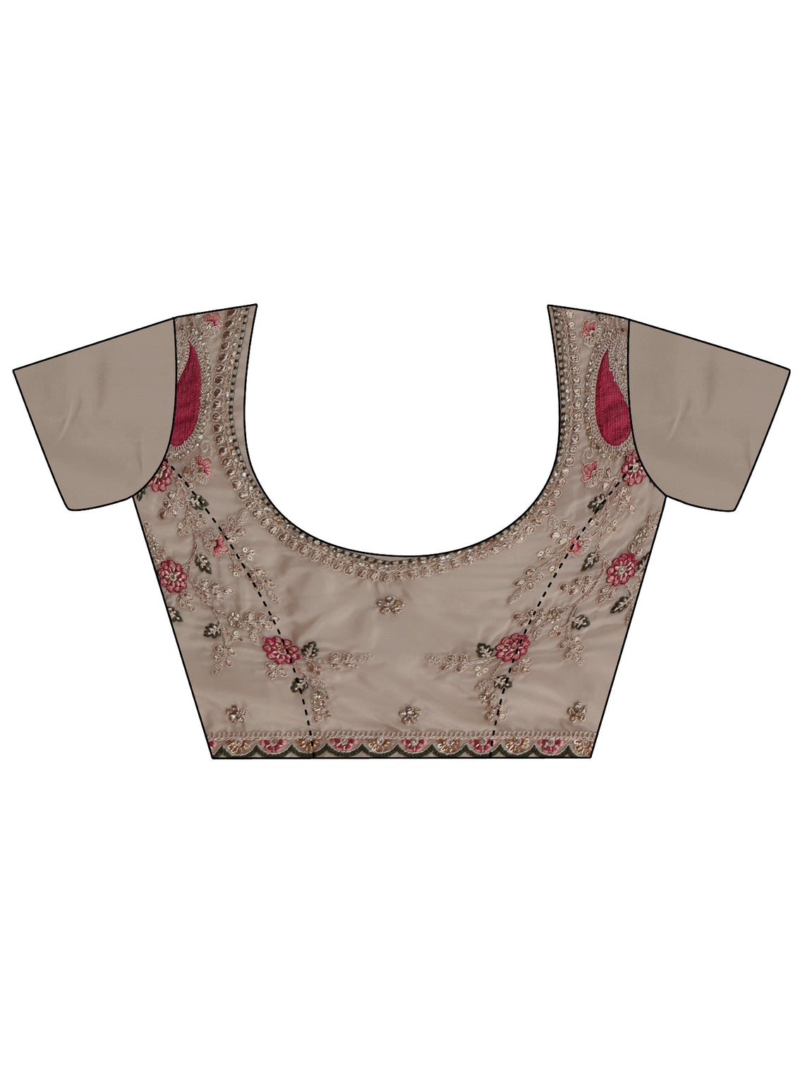 Mameraa Cream Floral Embroidered Tissue Saree