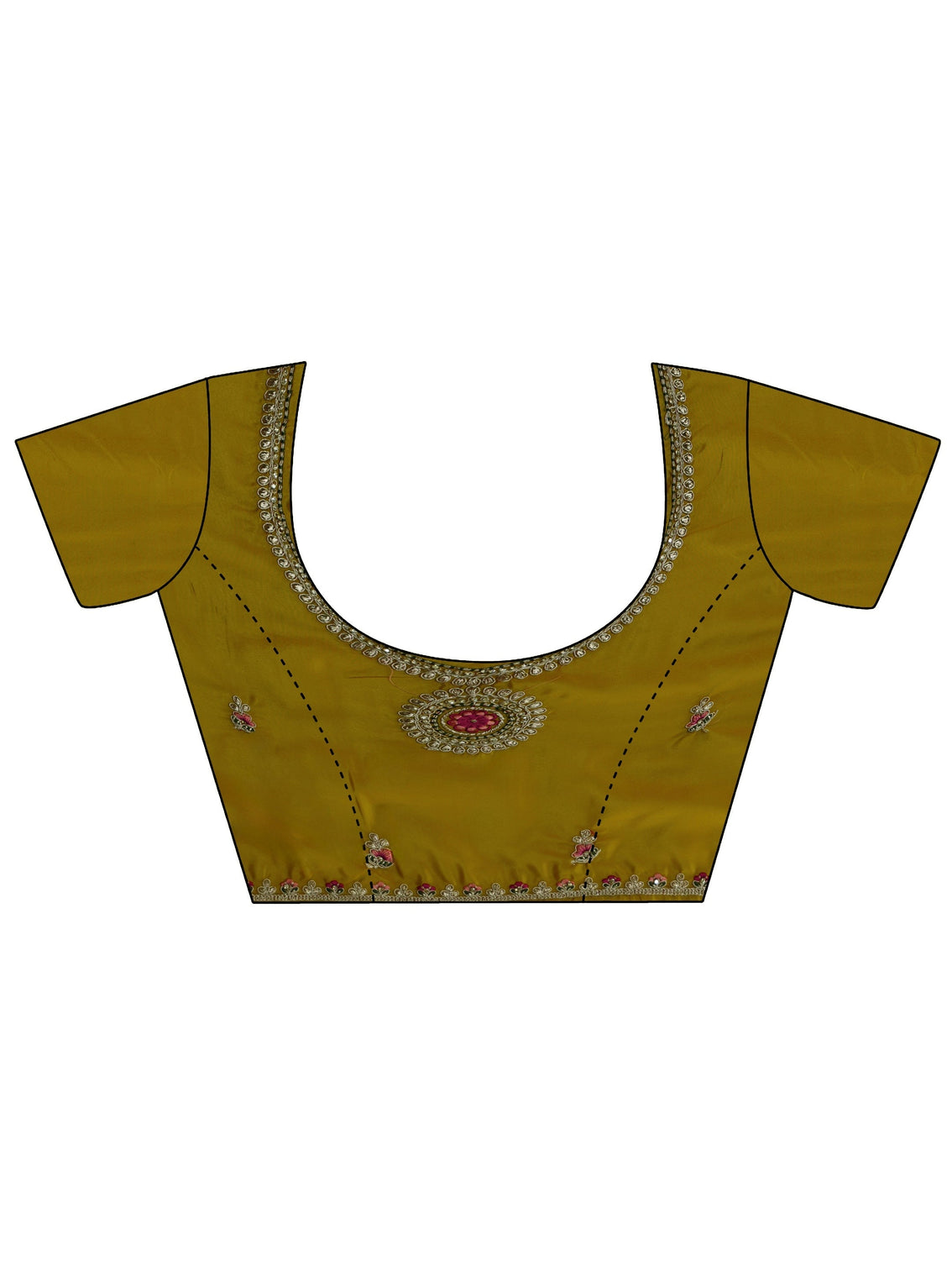 Mameraa Mustard Floral Embroidered Tissue Saree