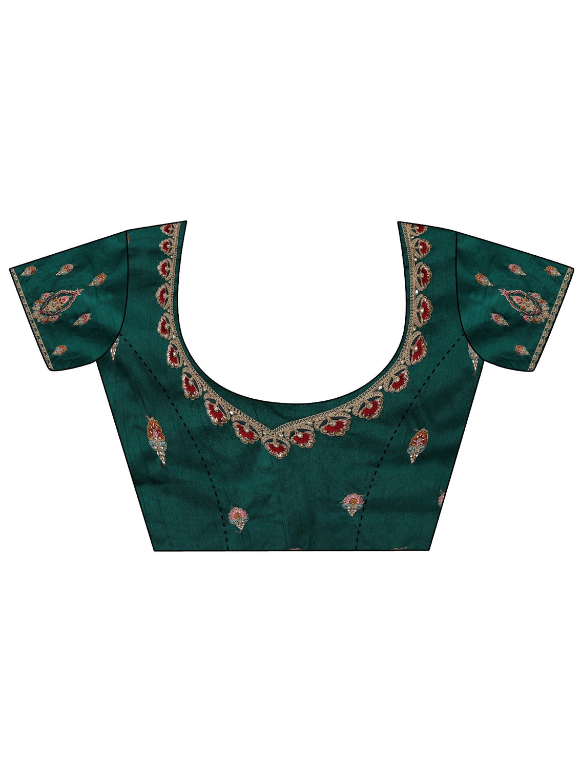 Mameraa Green Floral Embroidered Tissue Saree