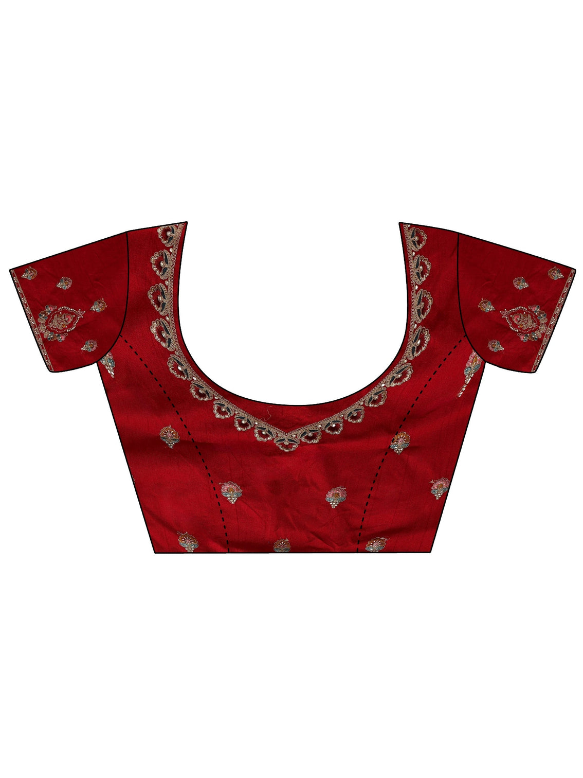 Mameraa Peach Floral Embroidered Tissue Saree