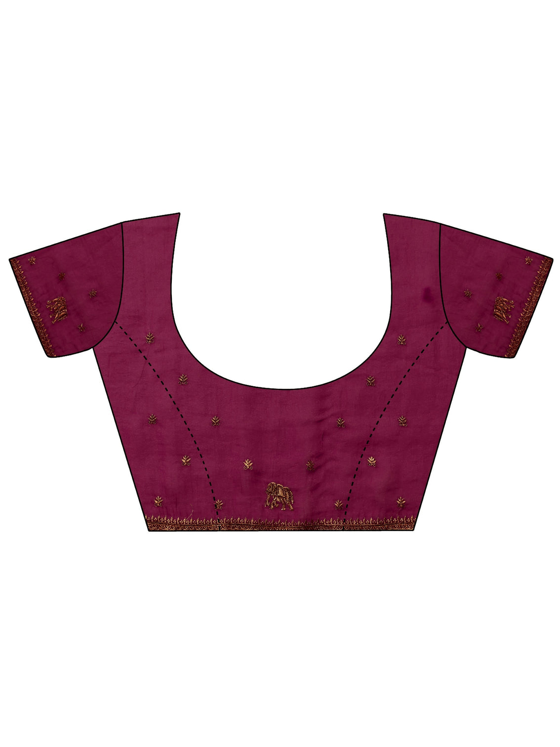 Mameraa Wine Animal Motif Stone Work Tissue Saree